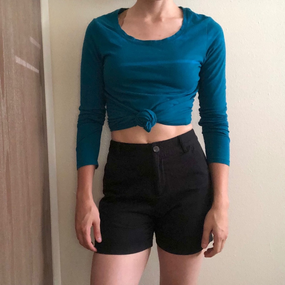 Plain Teal Long Sleeve Tee